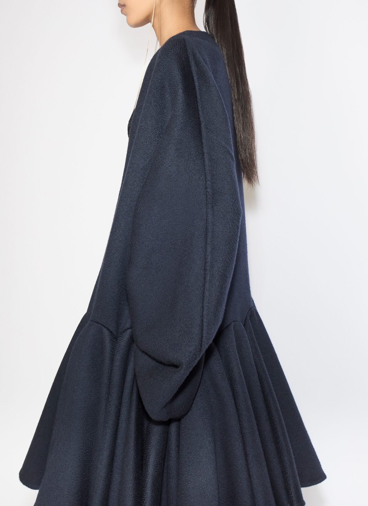 CASHMERE PEPLUM COAT ALAÏA DARK BLUE CASHMERE PEPLUM COAT